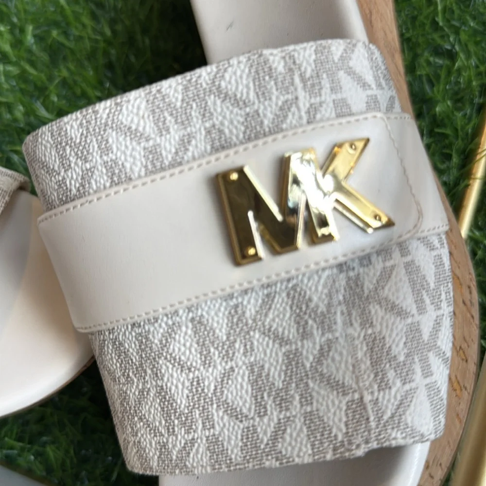 Michael Kors Cream Slide Sandals - Picture 2 of 3